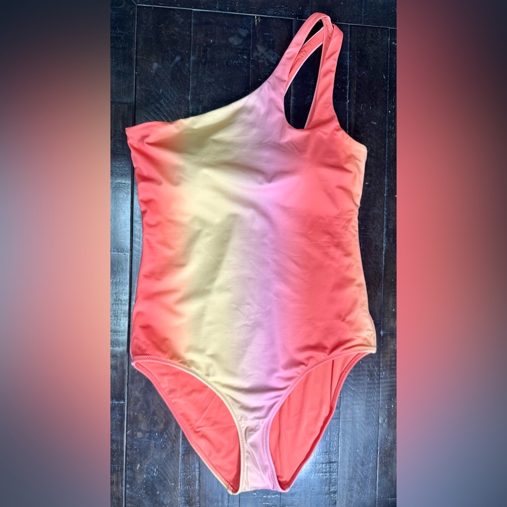 NWT Aerie One Shoulder One Piece Swimsuit -  Saturn Peach - Medium - Picture 6 of 11
